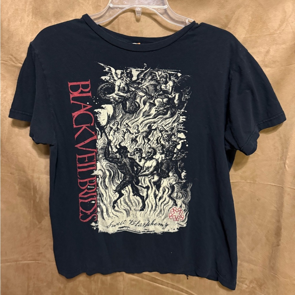 Y2K Black Veil Brides Band 2000s Black Graphic Tee with Red and White Design